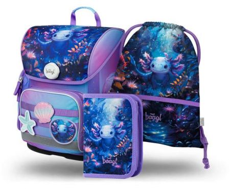 BAAGL SET 3 Ergo Axolotl: aktovka, penál, sáček