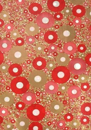 Papír na decopatch, kruhy zlato-červené