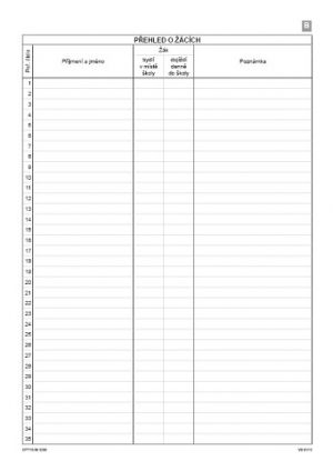 Třídní výkaz - strany B,C,F,G