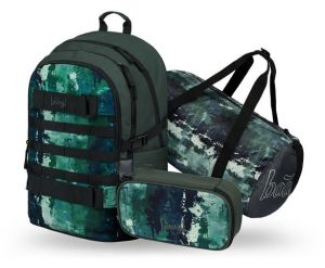 BAAGL SET 3 Skate Forest: batoh, penál, sportovní taška