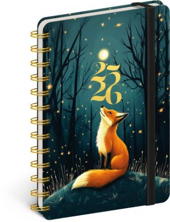 Diář Spirálový 18měsíční Petito – Liška 2025/2026, 13 x 18 cm / PGD-35527-V