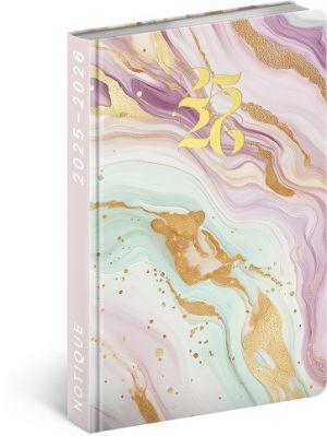 Diář 18měsíční Petito – Růžový mramor 2025/2026, 11 x 17 cm / PGD-35533-V