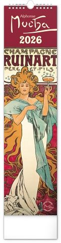 Kalendář nástěnný Alfons Mucha 2026, 12 x 48 cm / PGN-35756-L