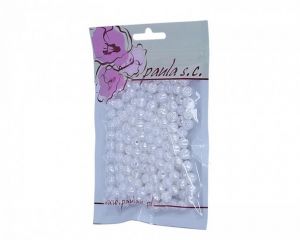 Korálky 8mm bílé perleťové plastové 50 g