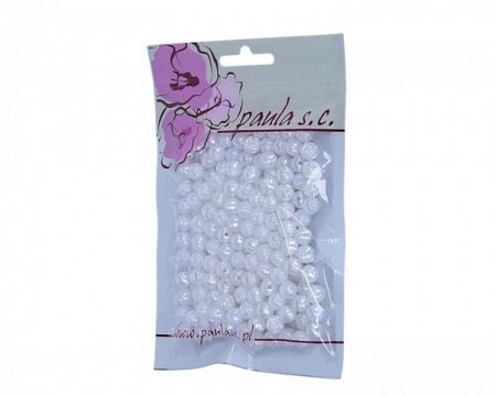 Korálky 8mm bílé perleťové plastové 50 g