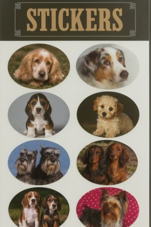 Nálepky samolepky psi, třpytivé 1 arch