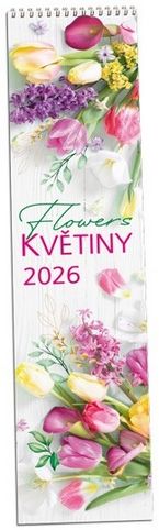 Kalendář nástěnný Květiny 2026 / 10,8cm x 46,5cm / KN307