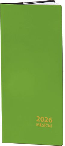 Diář měsíční zelený 2026 / 8cm x 18cm / DM184