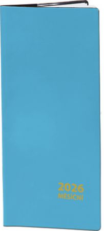 Diář měsíční modrý 2026 / 8cm x 18cm / DM185