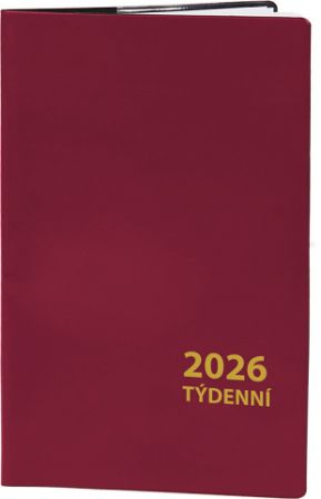 Diář týdenní - bordó 2026 / 9cm x 15cm / DT193