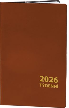 Diář týdenní - hnědý 2026 / 9cm x 15cm / DT196