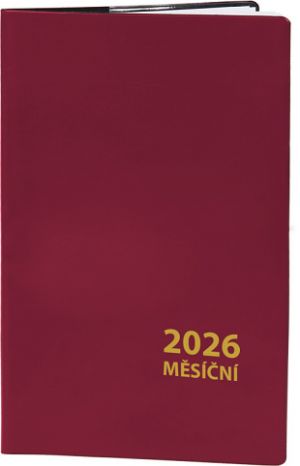 Diář měsíční malý bordó 2026 / 7,5cm x 11,5cm / DMM179