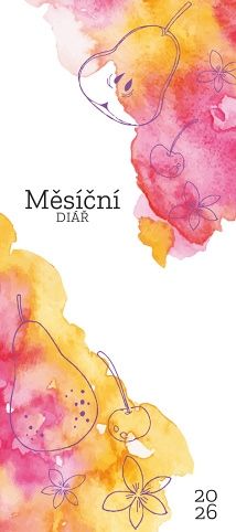 Diář měsíční potisk 2026 / 8cm x 18cm / DM187