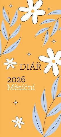 Diář měsíční potisk 2026 / 8cm x 18cm / DM190