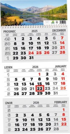 Kalendář nástěnný 3M 2026 / 33cm x 42,6cm / KN332