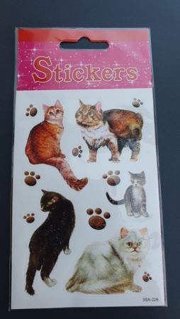 Nálepky samolepky kočky, třpytivé 1 arch
