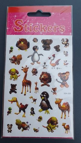 Nálepky samolepky Zvířátka I. sova, třpytivé 1 arch