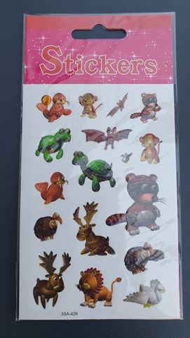 Nálepky samolepky zvířata II. lactan třpytivé 1 arch