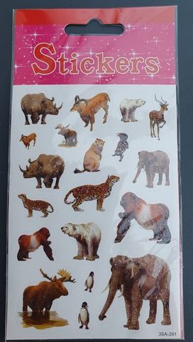 Nálepky samolepky zvířata III. nosorožec, třpytivé 1 arch