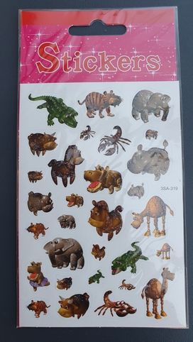 Nálepky samolepky zvířata IV.krokodýl, třpytivé 1 arch