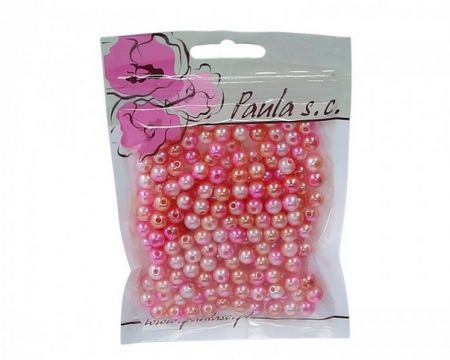 Korálky 8mm duhové tmavě růžovo-oranžové plastové 50g