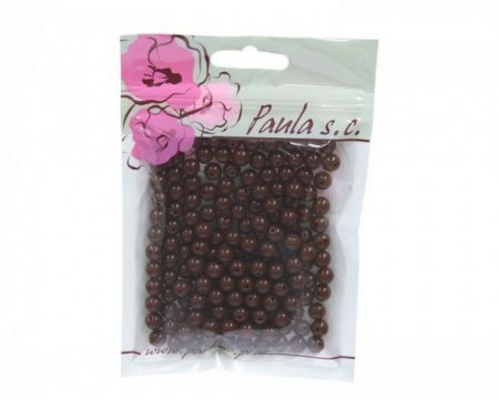 Korálky 8mm hnědé plastové 50 g