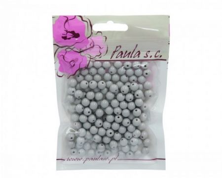 Korálky 8mm šedé matné plastové 50 g