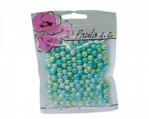 Korálky 8mm duhové zeleno-modro-bílé plastové 50 g