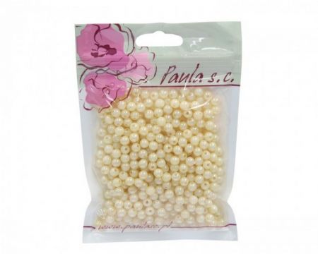 Korálky 6mm krémové plastové 50 g