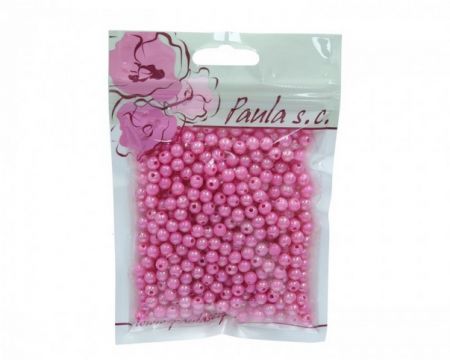 Korálky 6mm růžové plastové 50 g