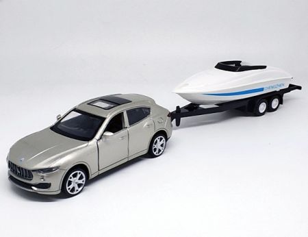 Kovový model - 1:43 Maserati Levante SUV s přívěsem-člun