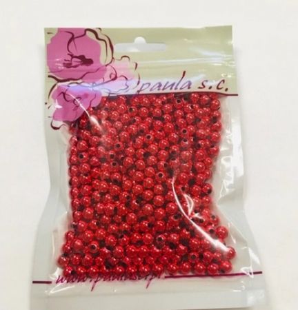 Korálky 6mm červené metal plastové 50 g