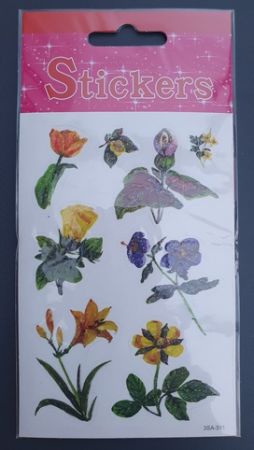 Nálepky samolepky Květiny ttřpytivé 1 arch