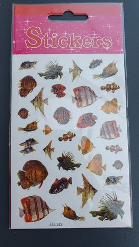 Nálepky samolepky ryby třpytivé 1 arch