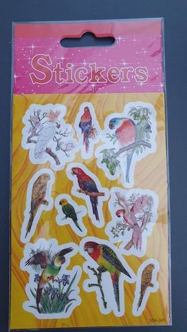 Nálepky samolepky papoušci ttřpytivé 1 arch