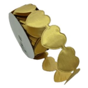 Dekorační stuha – zlatá srdíčka  4 cm