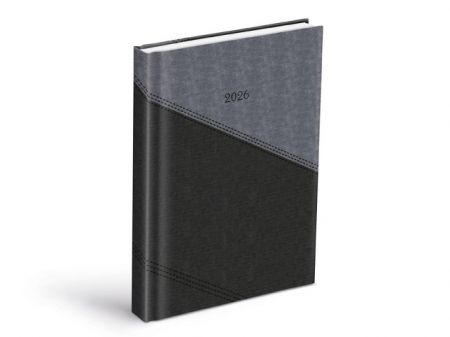 Diář denní D801 PU gray/dak gray 2026 / 20,5cm x 14cm / 7781453