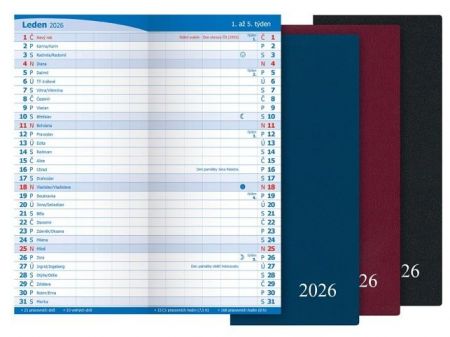 Diář měsíční M101/PVC 2026 / 18cm x 8cm / 7781418