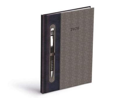 Diář týdenní T805 PU dark blue/gray - na propisku s gumkou 2026 / 20,5cm x 14cm / 7781481