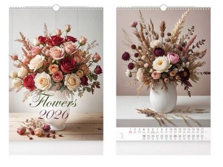 Kalendář nástěnný Flowers 2026 / 50cm x 32cm / 1061629