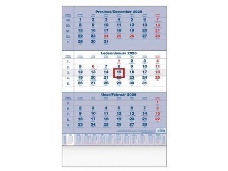 Kalendář nástěnný Tříměsíční 2026 / 50cm x 31,5cm / 1061640