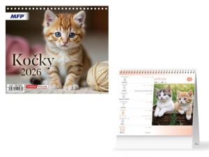 Kalendář stolní mini Kočky 2026 / 17,5cm x 17cm / 1061663