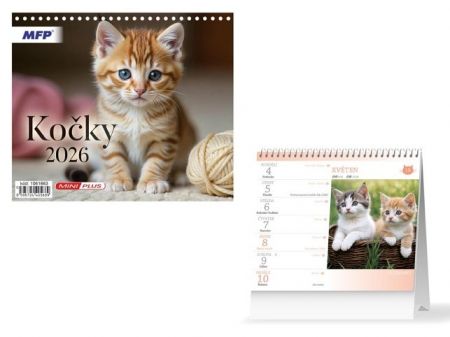 Kalendář stolní mini Kočky 2026 / 17,5cm x 17cm / 1061663