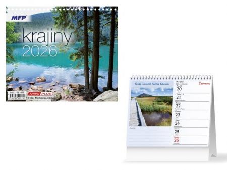 Kalendář stolní mini Krajiny 2026 / 17,5cm x 17cm / 1061665