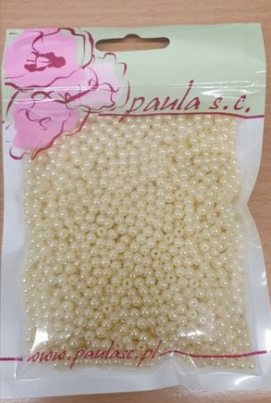 Korálky 3mm perlově krémové plastové 50g