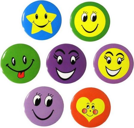 Odznak smile 4,5cm barevný 30ks