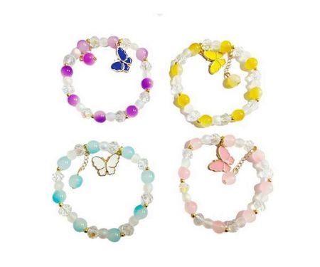 Korálkový náramek s motýlkem