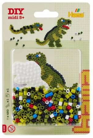 HAMA MIDI - Zažehlovací korálky - Korálkový set - Dinosaurus, 450ks 
