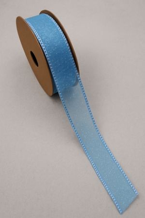 Dekorační stuha světle modrá s okrajem  2,5 cm x 10 yardů
