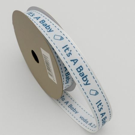 Dekorační stuha baby 1,5cm modrá a bílá baby
